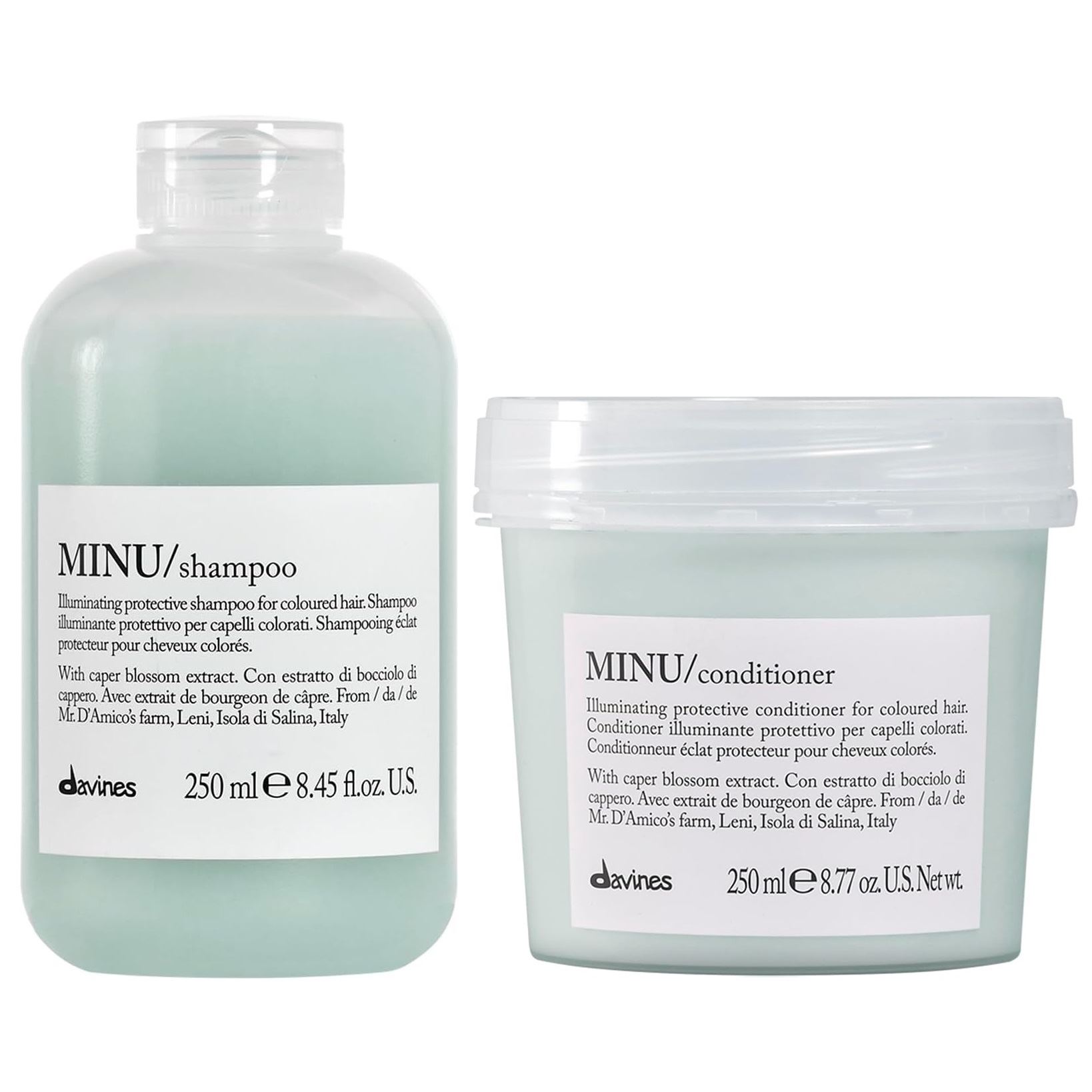 Shampoo Iluminador Cabello Teñido 250ml + Acondicionador Davines Minu